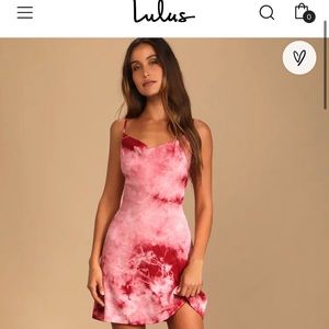 NWT Lulus M Burgundy Tie Dye Cowl Neck Mini Dress